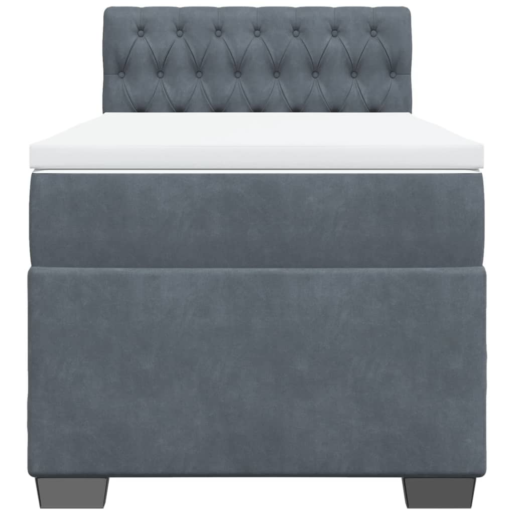 Box spring krevet s madracem tamnosivi 90x190 cm baršunasti