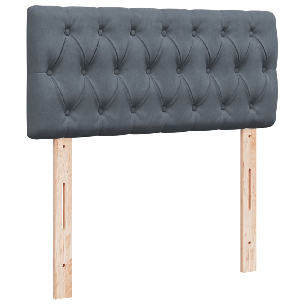 Box spring krevet s madracem tamnosivi 90x190 cm baršunasti