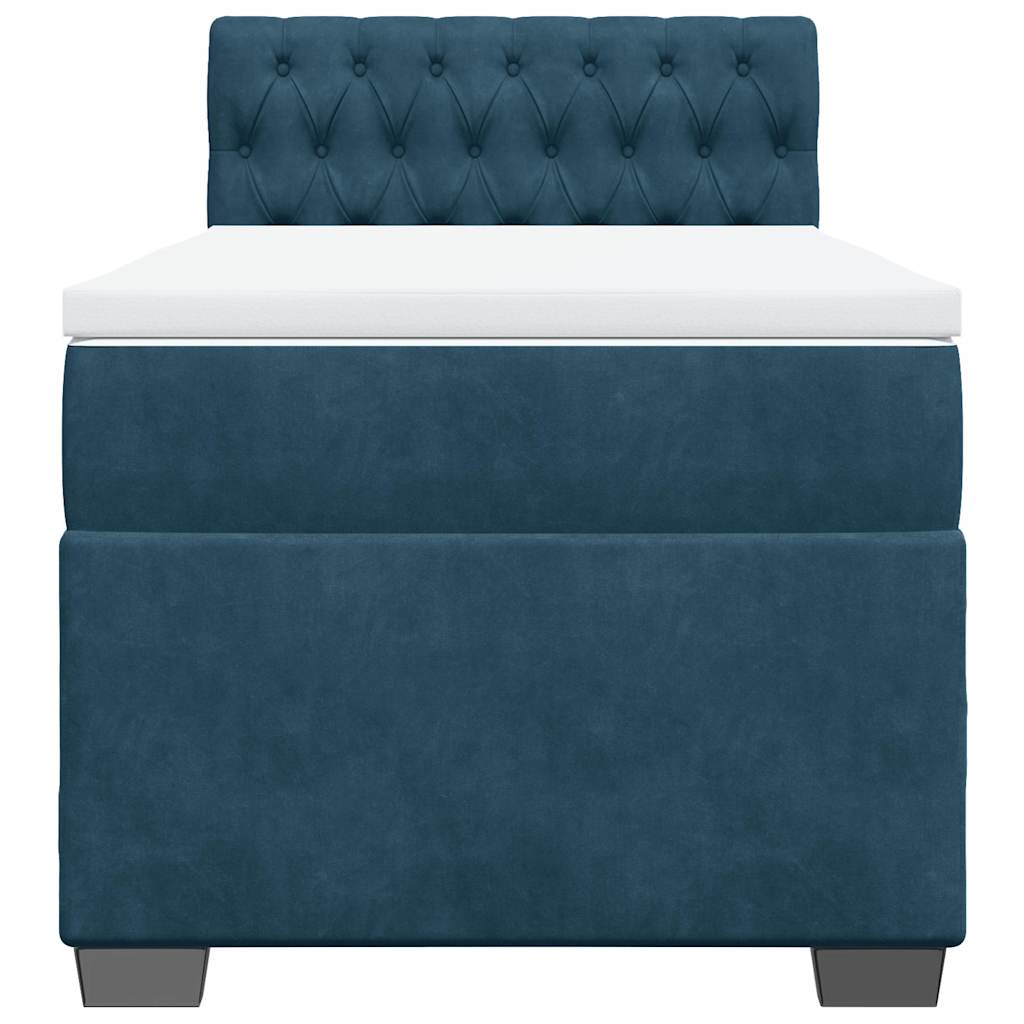 Box spring krevet s madracem tamnoplavi 90x190 cm baršunasti