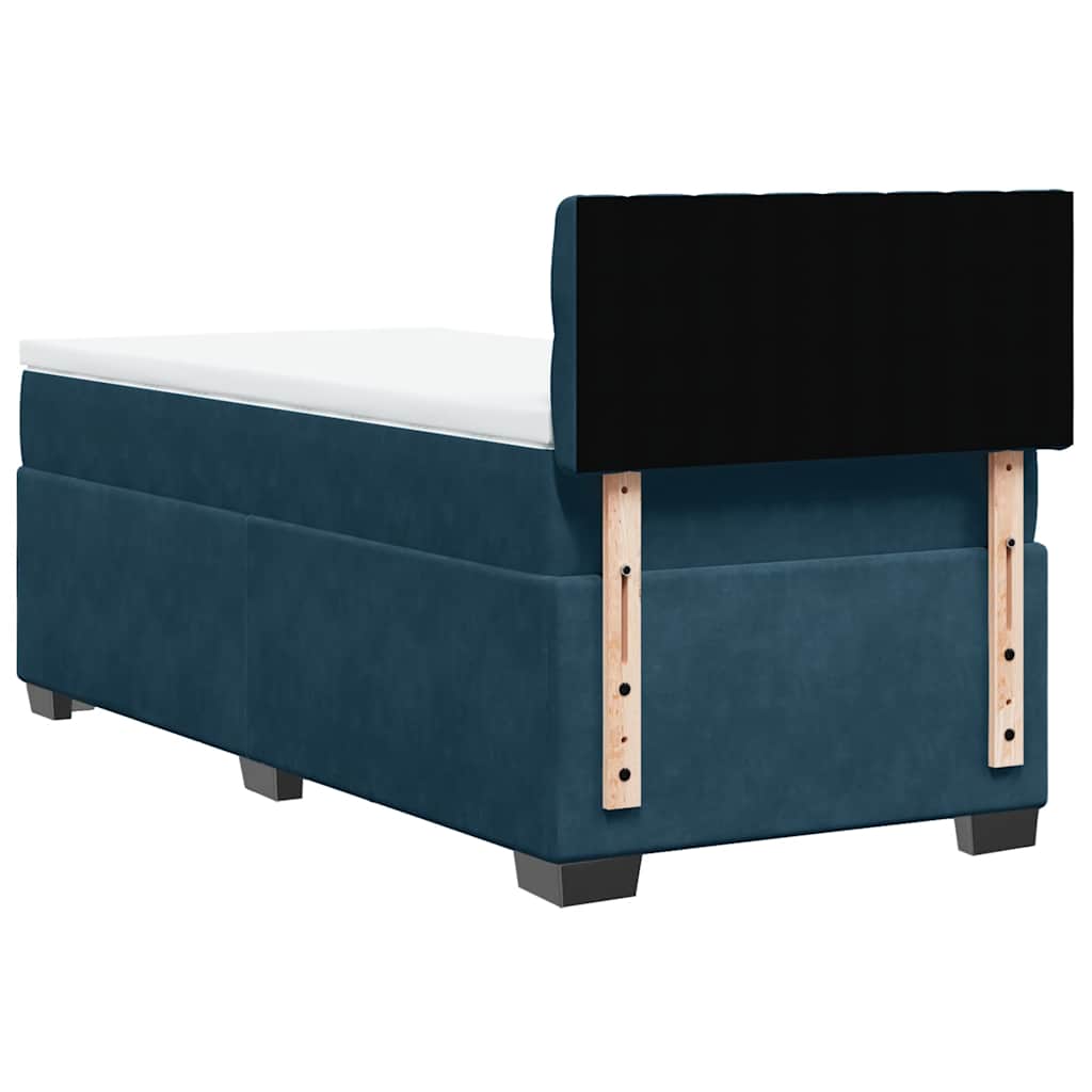 Box spring krevet s madracem tamnoplavi 90x190 cm baršunasti