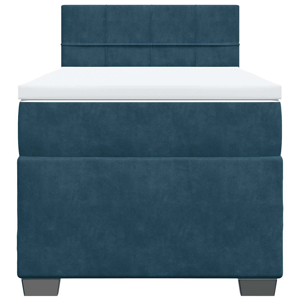 Box spring krevet s madracem tamnoplavi 90x190 cm baršunasti