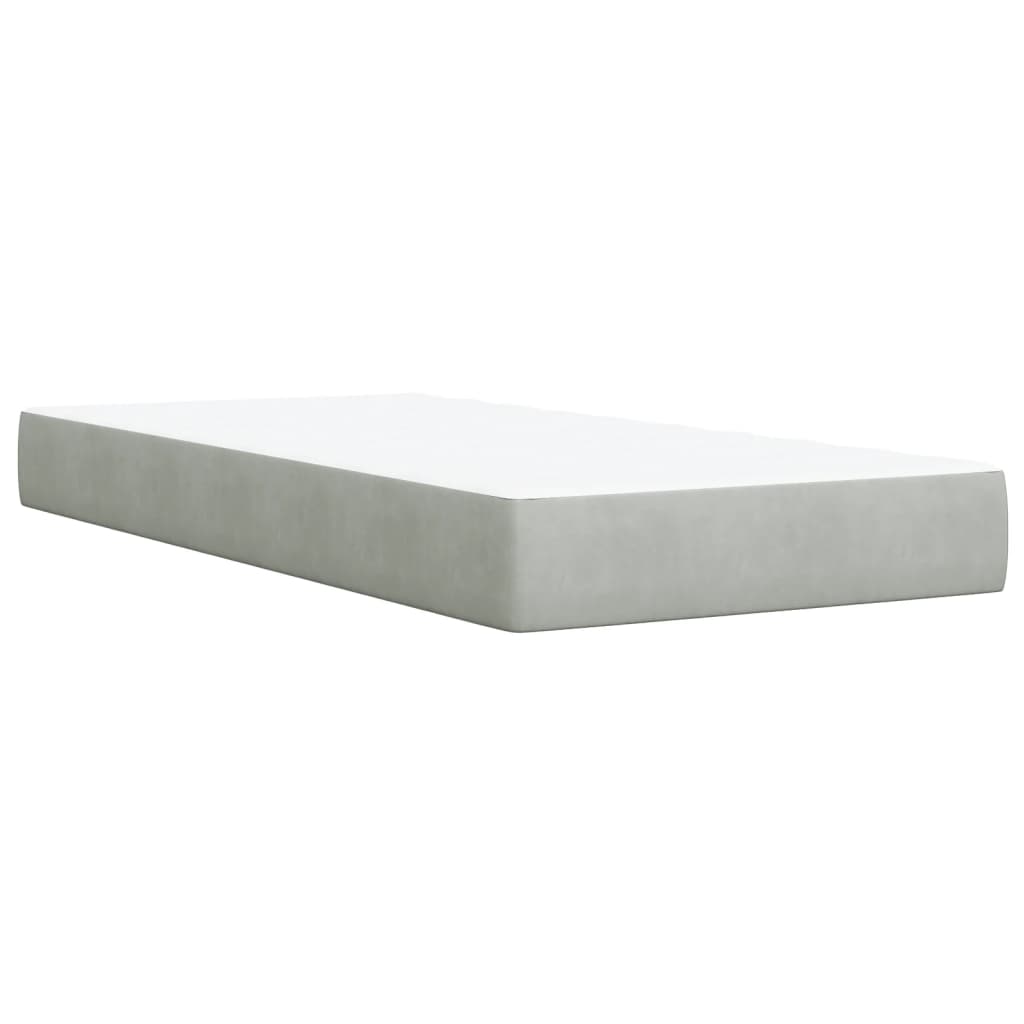 Box spring krevet s madracem svjetlosivi 90x190 cm baršunasti