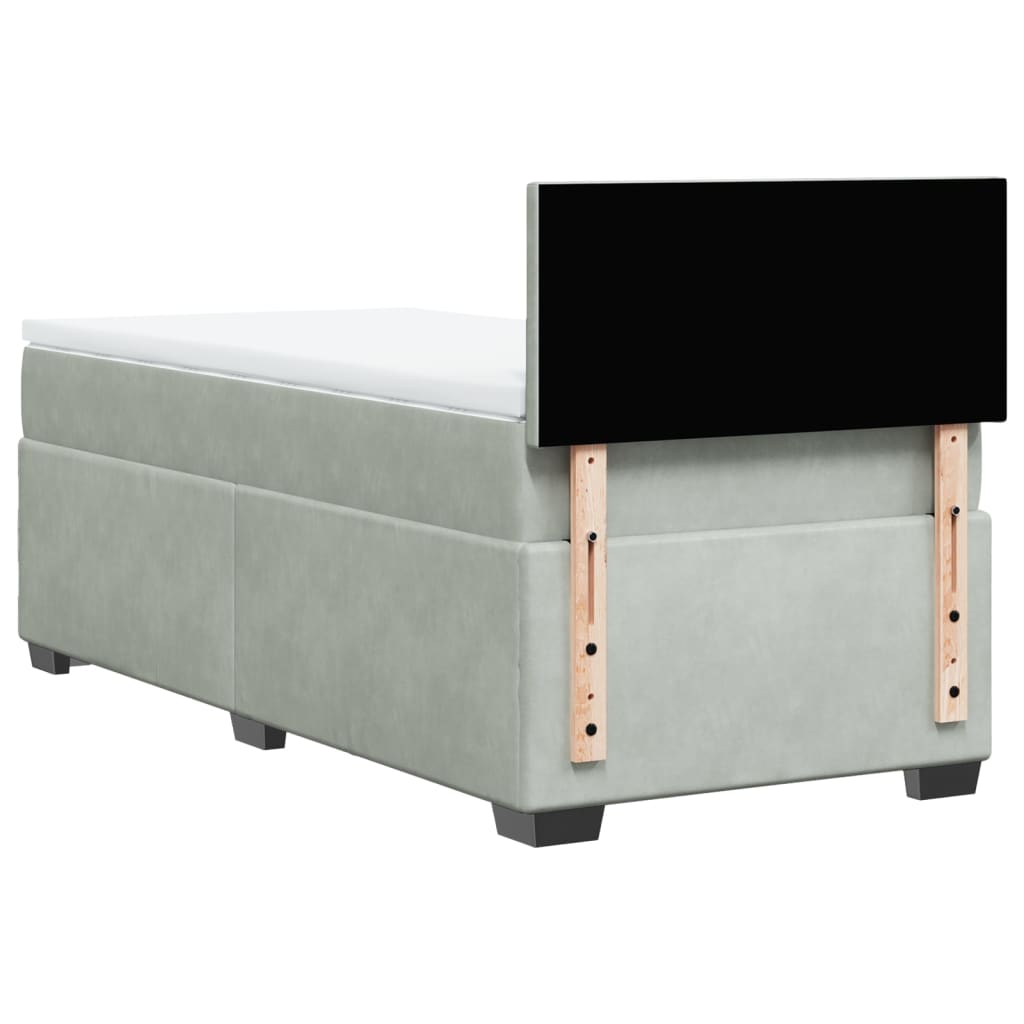 Box spring krevet s madracem svjetlosivi 90x190 cm baršunasti