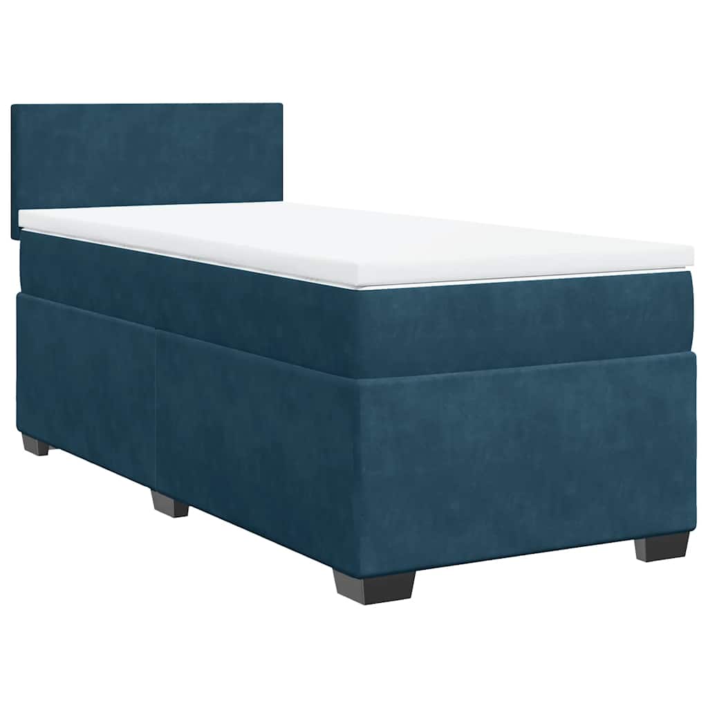 Box spring krevet s madracem tamnoplavi 90x200 cm baršunasti