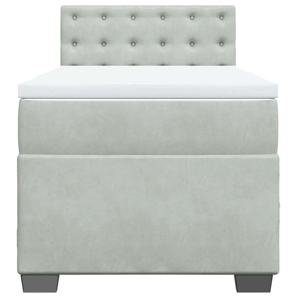 Box spring krevet s madracem svjetlosivi 90x190 cm baršunasti