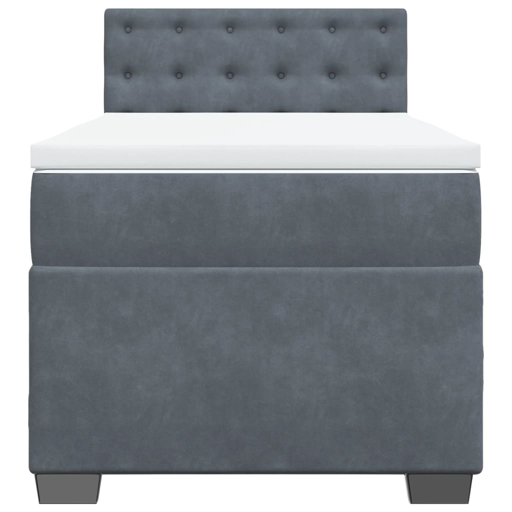 Box spring krevet s madracem tamnosivi 90x200 cm baršunasti