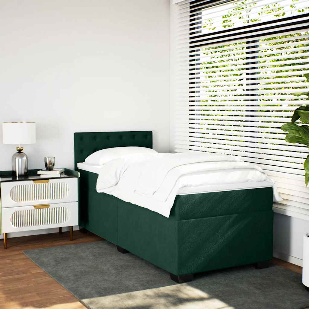 Box spring krevet s madracem tamnozeleni 90x200 cm baršunasti