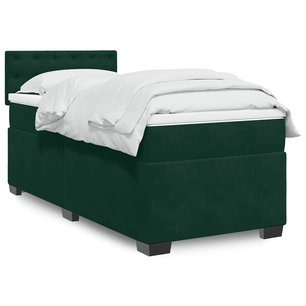 Box spring krevet s madracem tamnozeleni 90x200 cm baršunasti