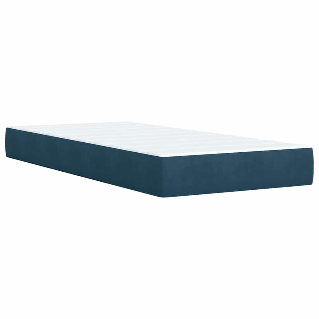 Box spring krevet s madracem tamnoplavi 90x200 cm baršunasti