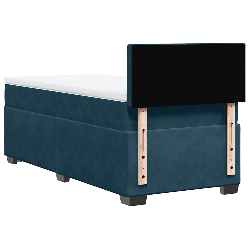Box spring krevet s madracem tamnoplavi 90x200 cm baršunasti