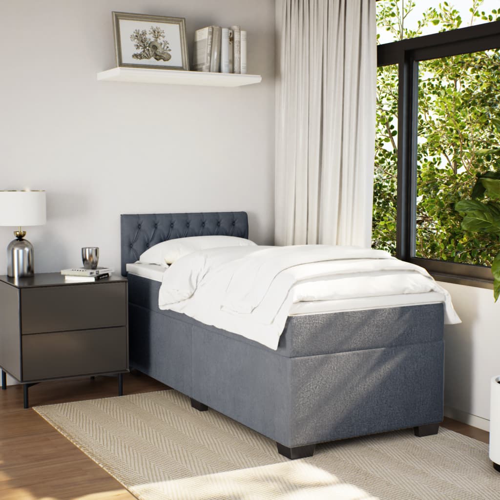 Box spring krevet s madracem tamnosivi 90x200 cm baršunasti