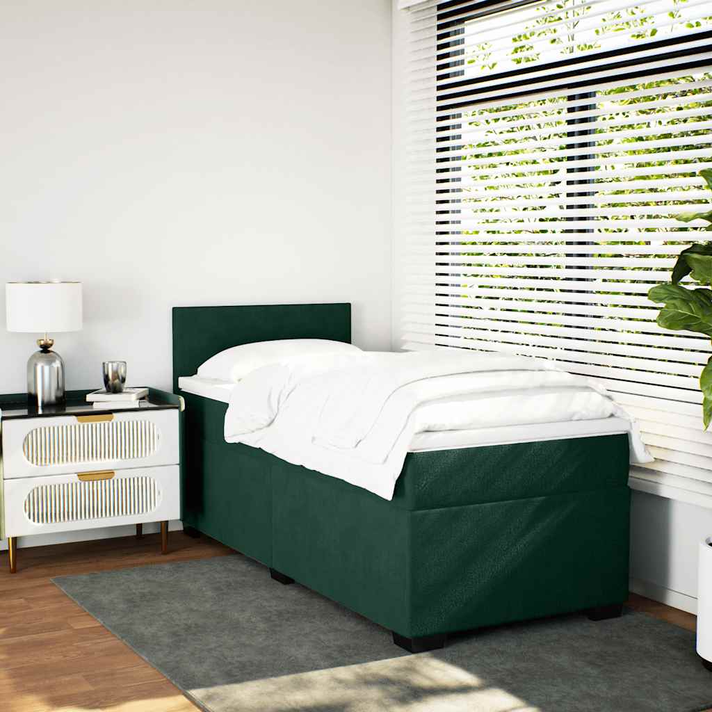Box spring krevet s madracem tamnozeleni 100x200 cm baršunasti