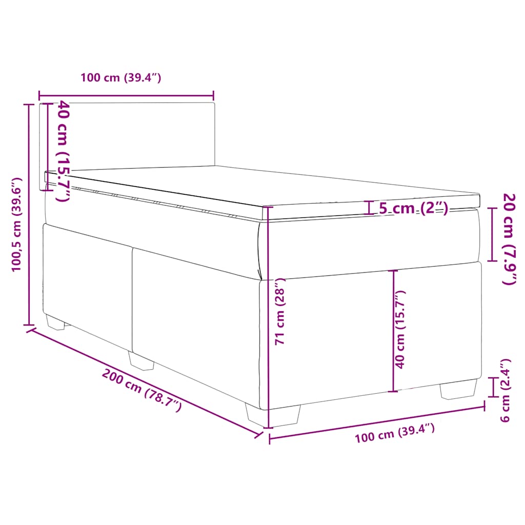 Box spring krevet s madracem tamnoplavi 100x200 cm baršunasti