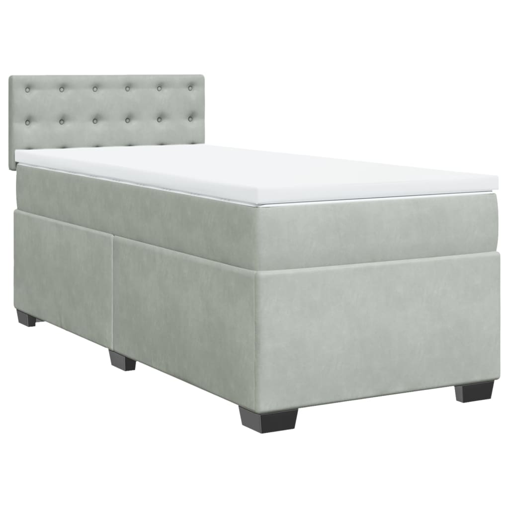 Box spring krevet s madracem svjetlosivi 100x200 cm baršunasti