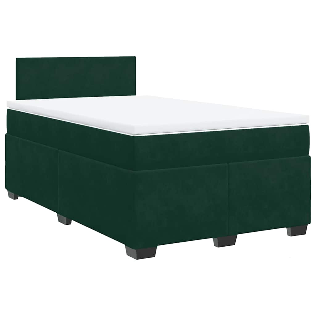 Krevet box spring s madracem tamnozeleni 120x190 cm baršunasti