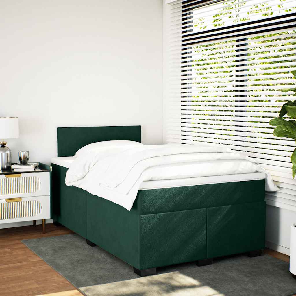 Krevet box spring s madracem tamnozeleni 120x190 cm baršunasti