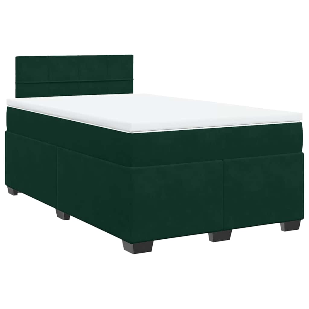 Krevet box spring s madracem tamnozeleni 120x190 cm baršunasti