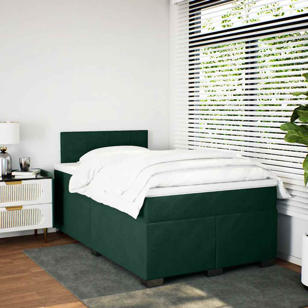 Krevet box spring s madracem tamnozeleni 120x190 cm baršunasti