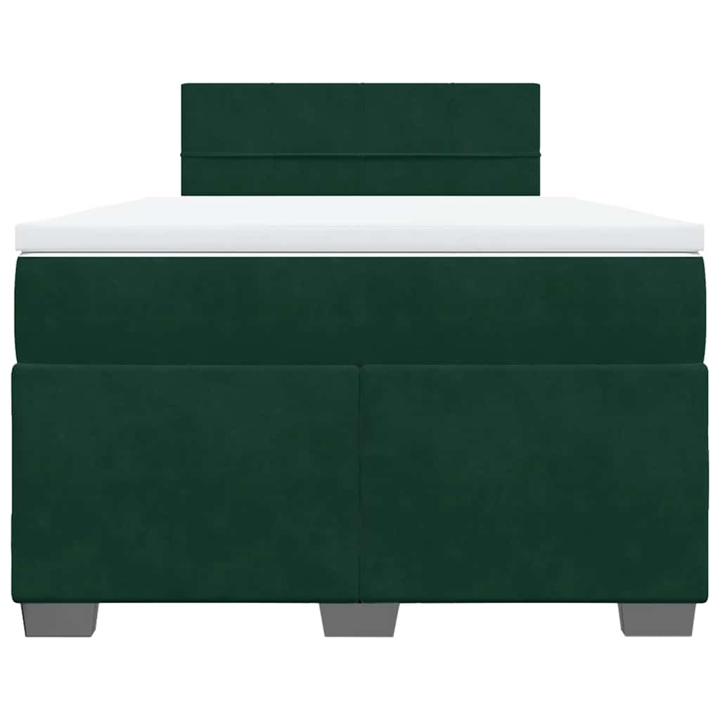 Krevet box spring s madracem tamnozeleni 120x190 cm baršunasti