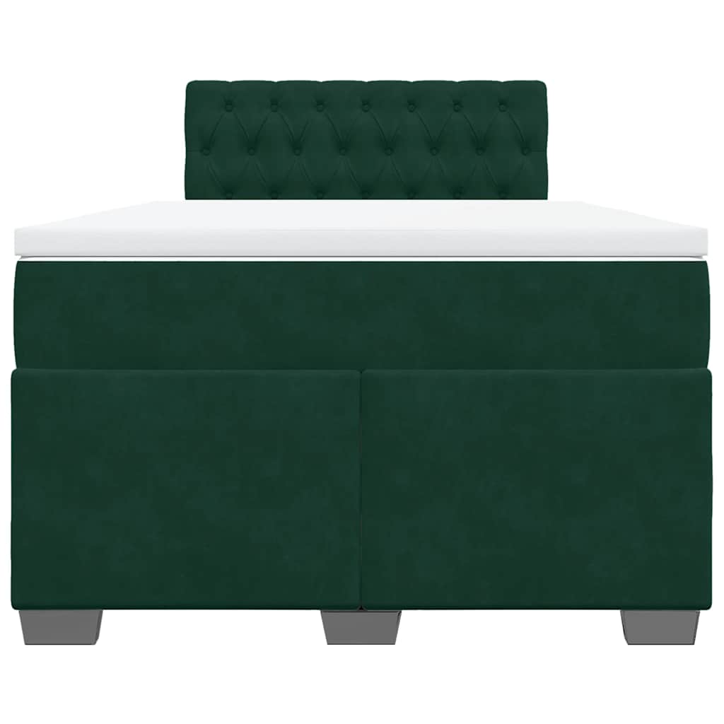 Krevet box spring s madracem tamnozeleni 120x190 cm baršunasti