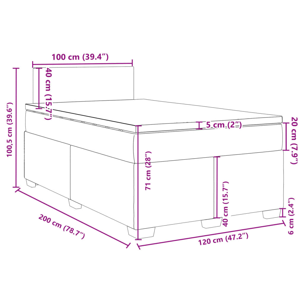 Box spring krevet s madracem crni 120 x 200 cm baršunasti