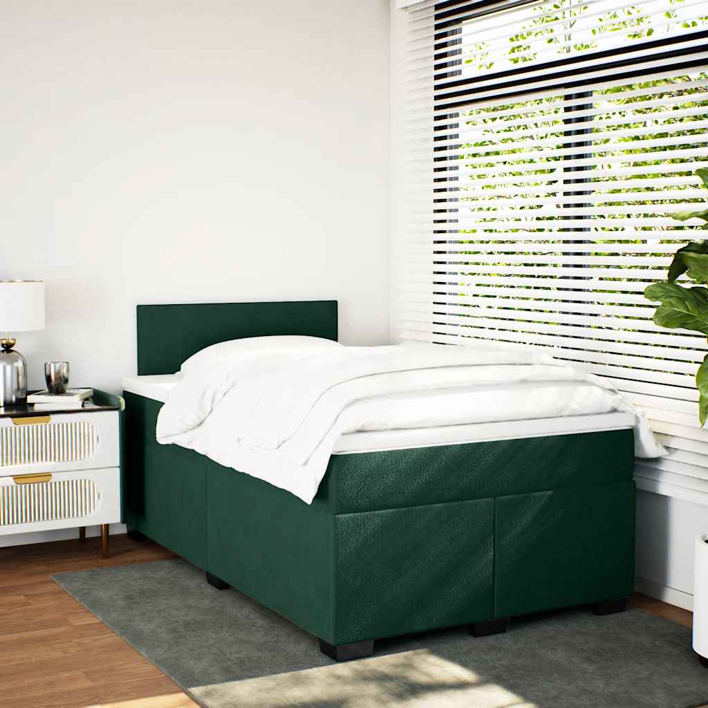 Box spring krevet s madracem tamnozeleni 120x200 cm baršunasti