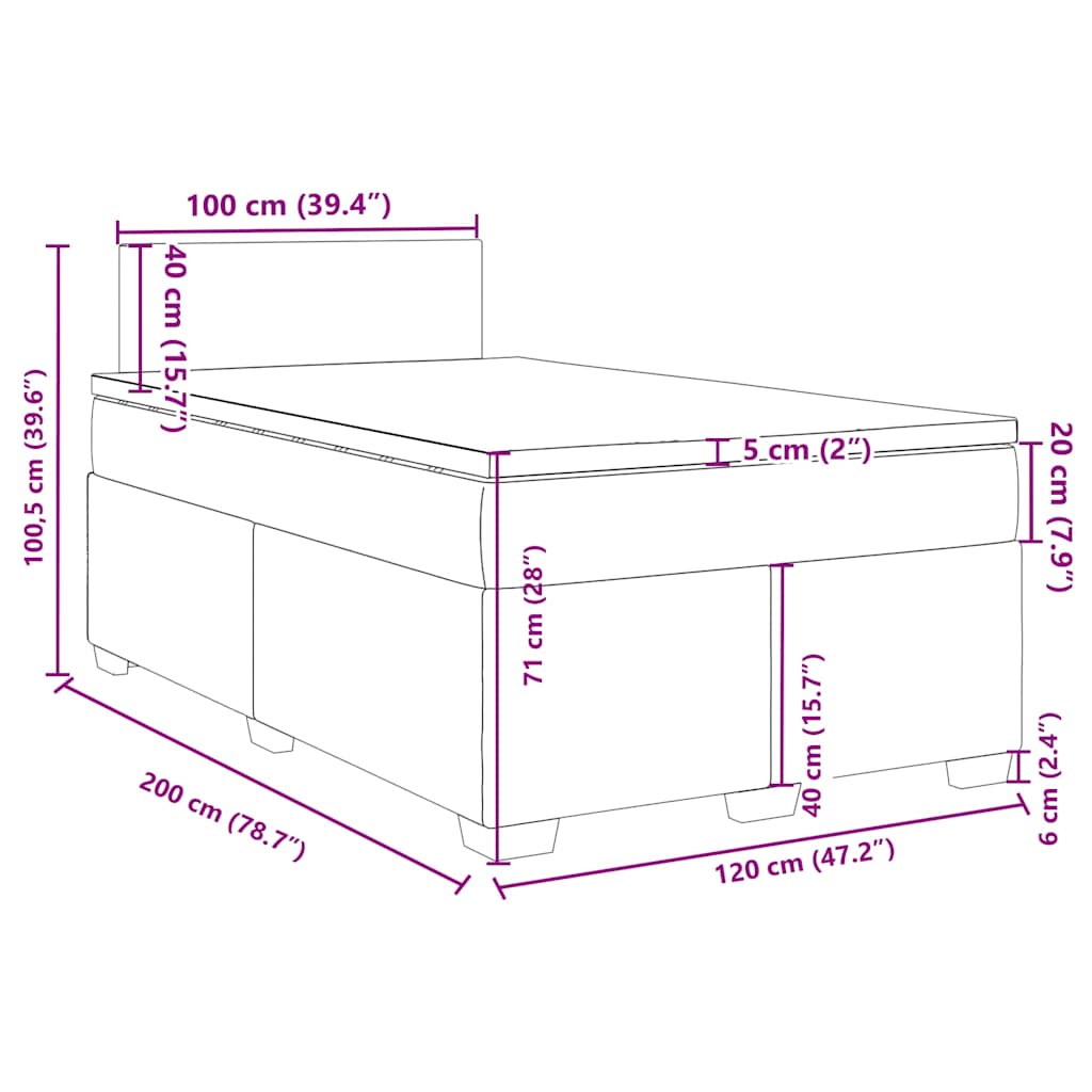Box spring krevet s madracem tamnozeleni 120x200 cm baršunasti