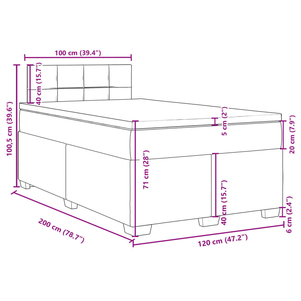 Box spring krevet s madracem crni 120 x 200 cm baršunasti