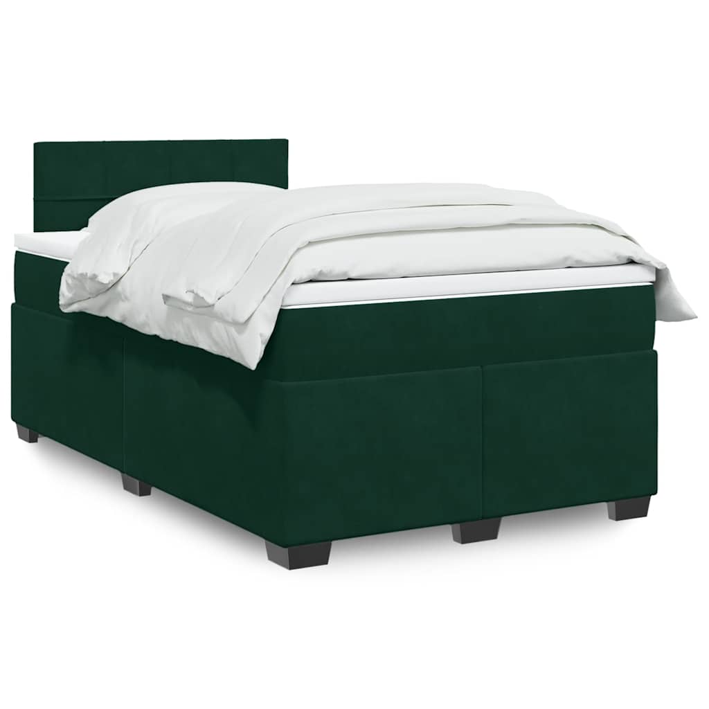 Box spring krevet s madracem tamnozeleni 120x200 cm baršunasti