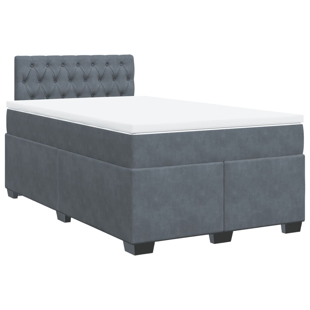 Box spring krevet s madracem tamnosivi 120 x 200 cm baršunasti