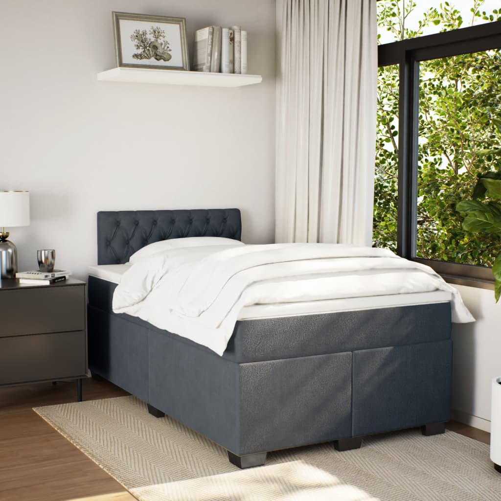 Box spring krevet s madracem tamnosivi 120 x 200 cm baršunasti