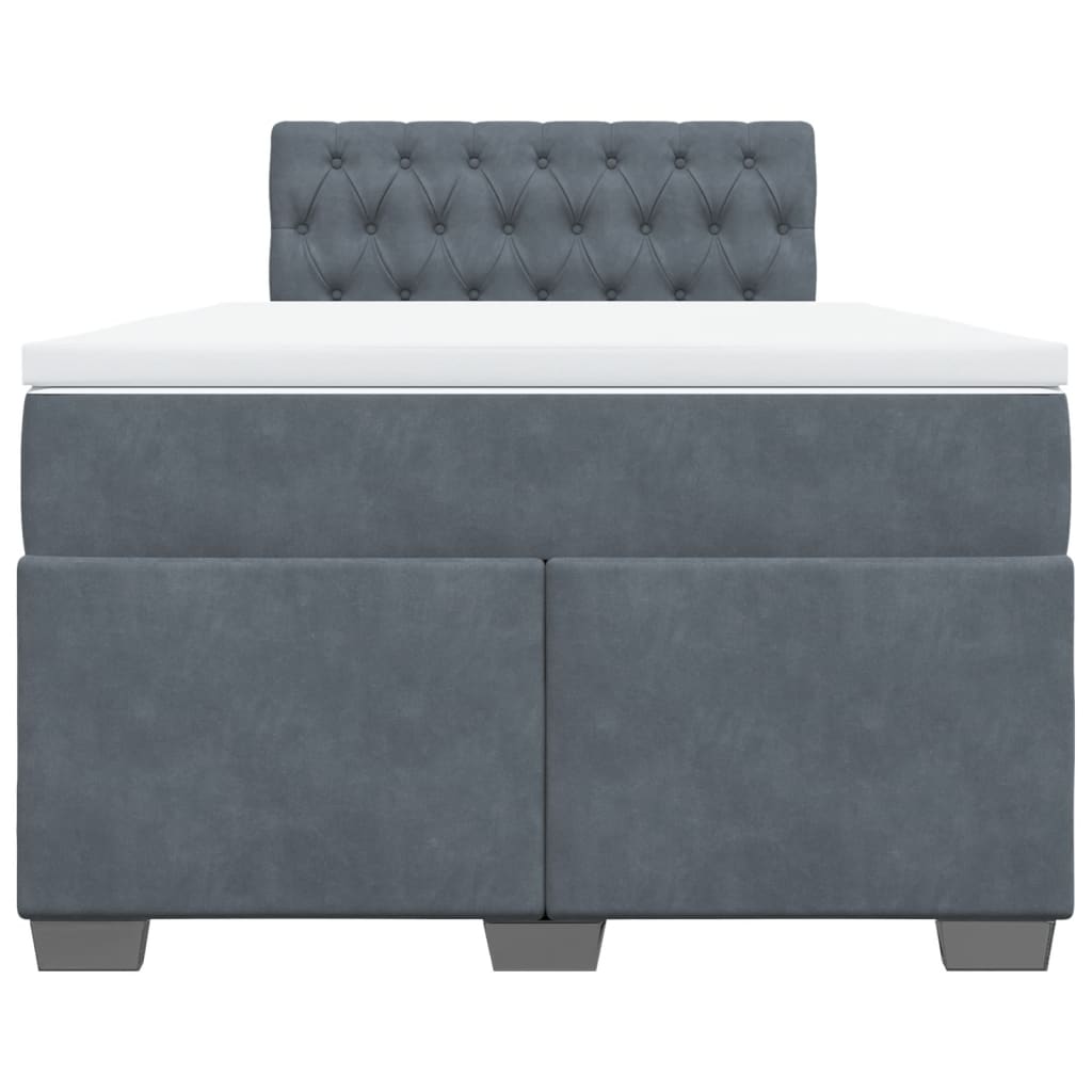 Box spring krevet s madracem tamnosivi 120 x 200 cm baršunasti