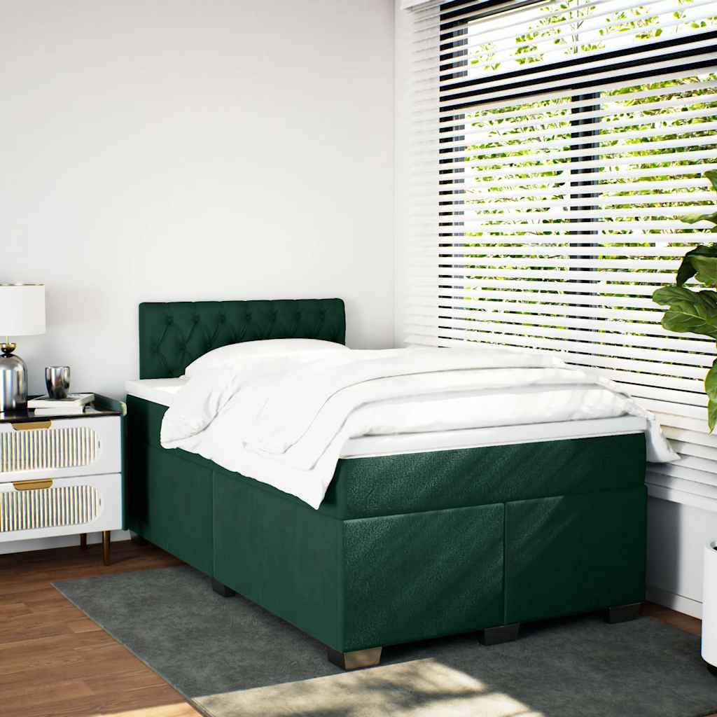 Box spring krevet s madracem tamnozeleni 120x200 cm baršunasti