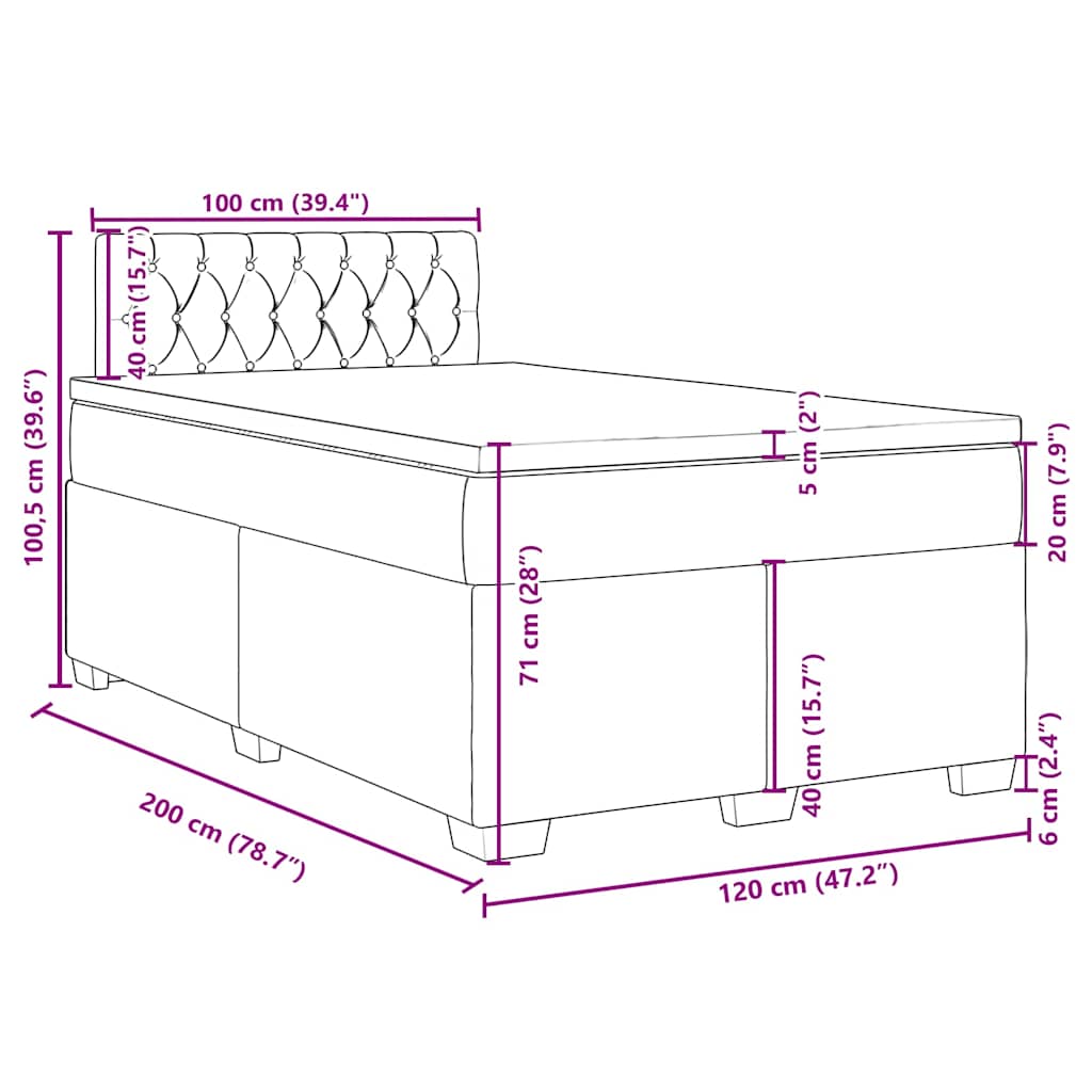 Box spring krevet s madracem tamnozeleni 120x200 cm baršunasti