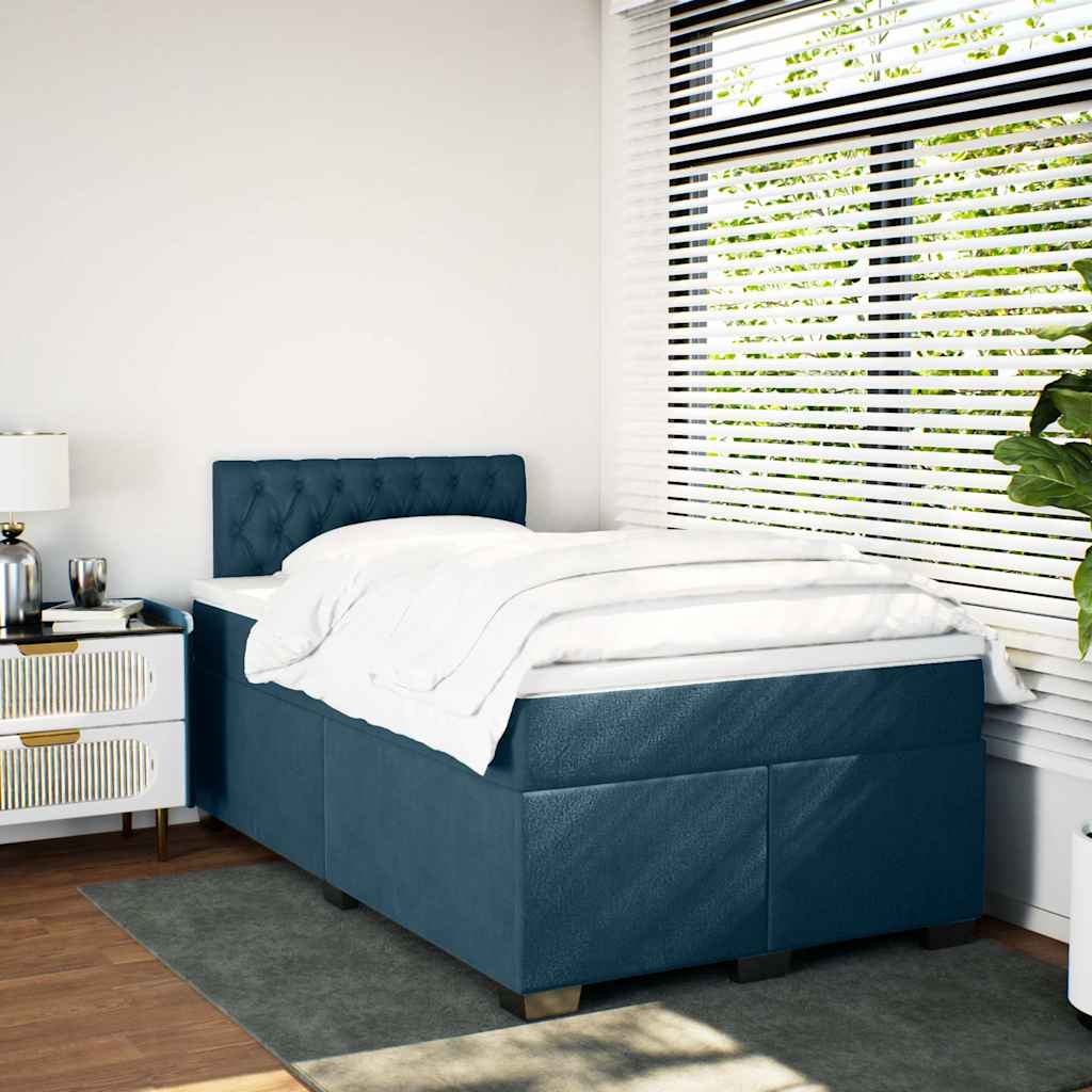 Box spring krevet s madracem tamnoplavi 120 x 200 cm baršunasti