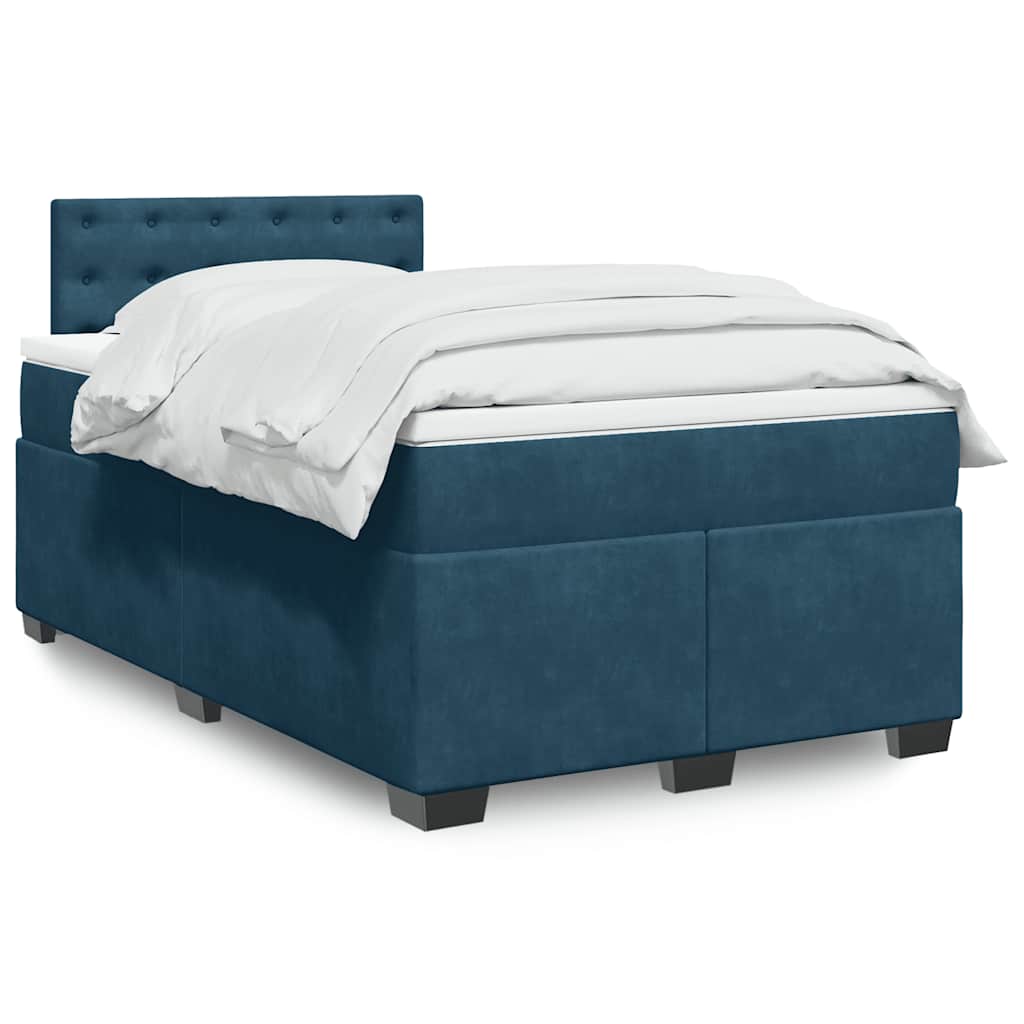 Box spring krevet s madracem tamnoplavi 120 x 200 cm baršunasti