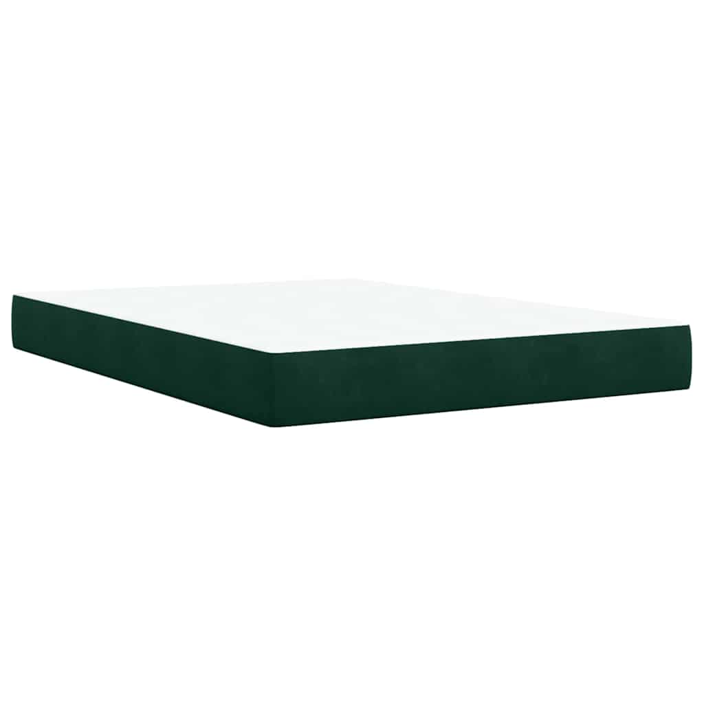 Krevet s oprugama i madracem tamnozeleni 140x200 cm baršunasti