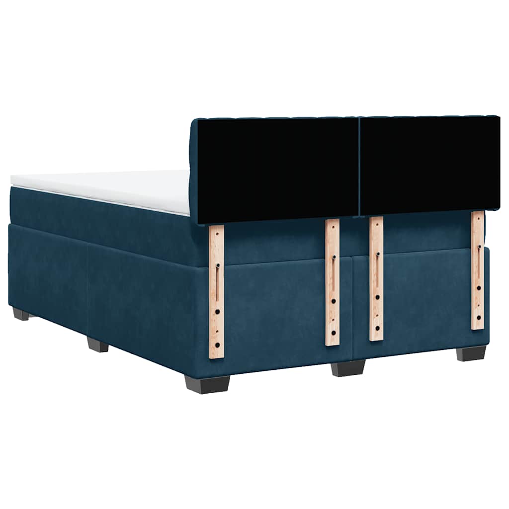 Krevet s oprugama i madracem tamnoplavi 140x200 cm baršunasti