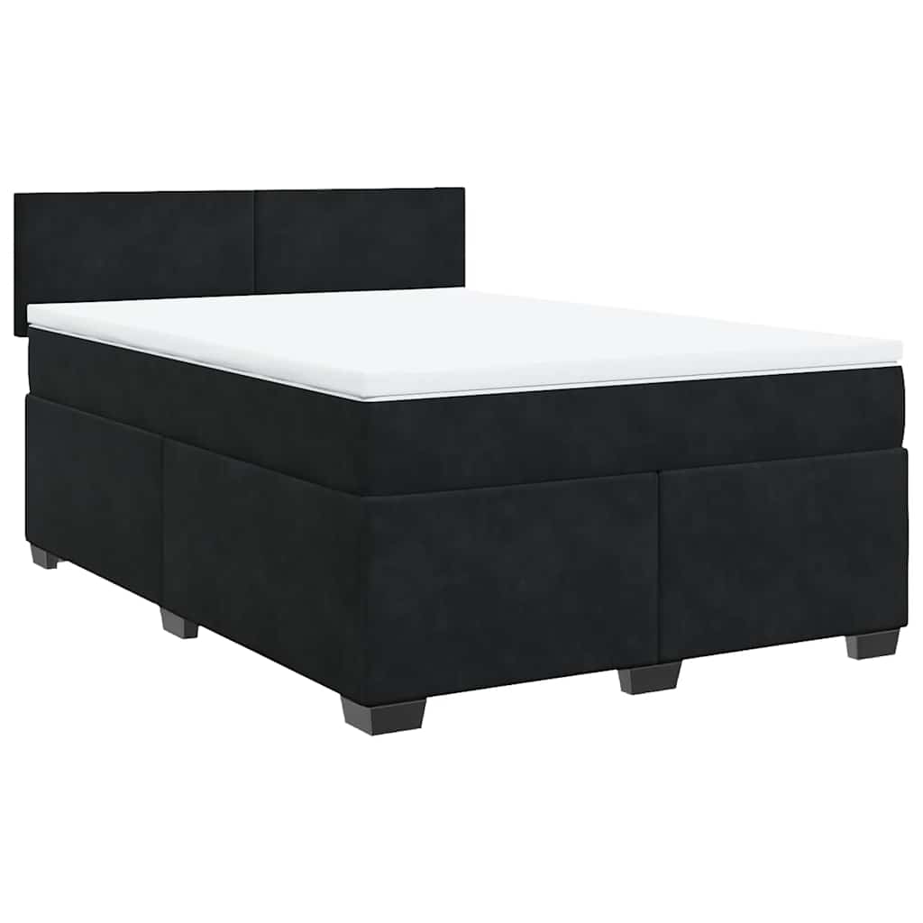 Krevet s oprugama i madracem crni 160x200 cm baršunasti