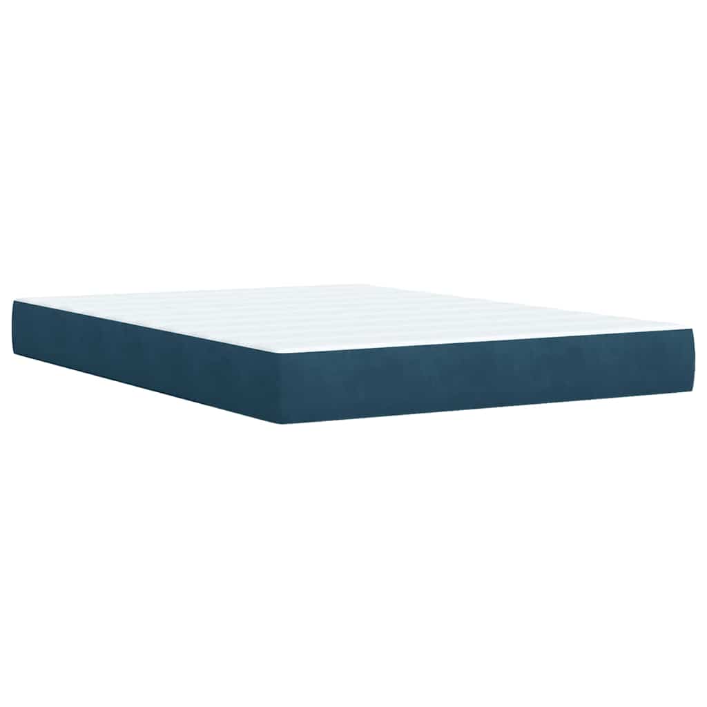 Krevet box spring s madracem plavi 160 x 200 cm baršunasti