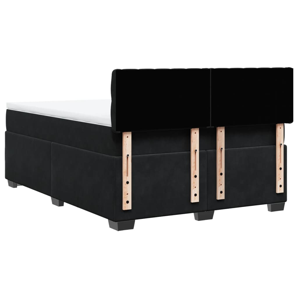 Krevet s oprugama i madracem crni 160x200 cm baršunasti