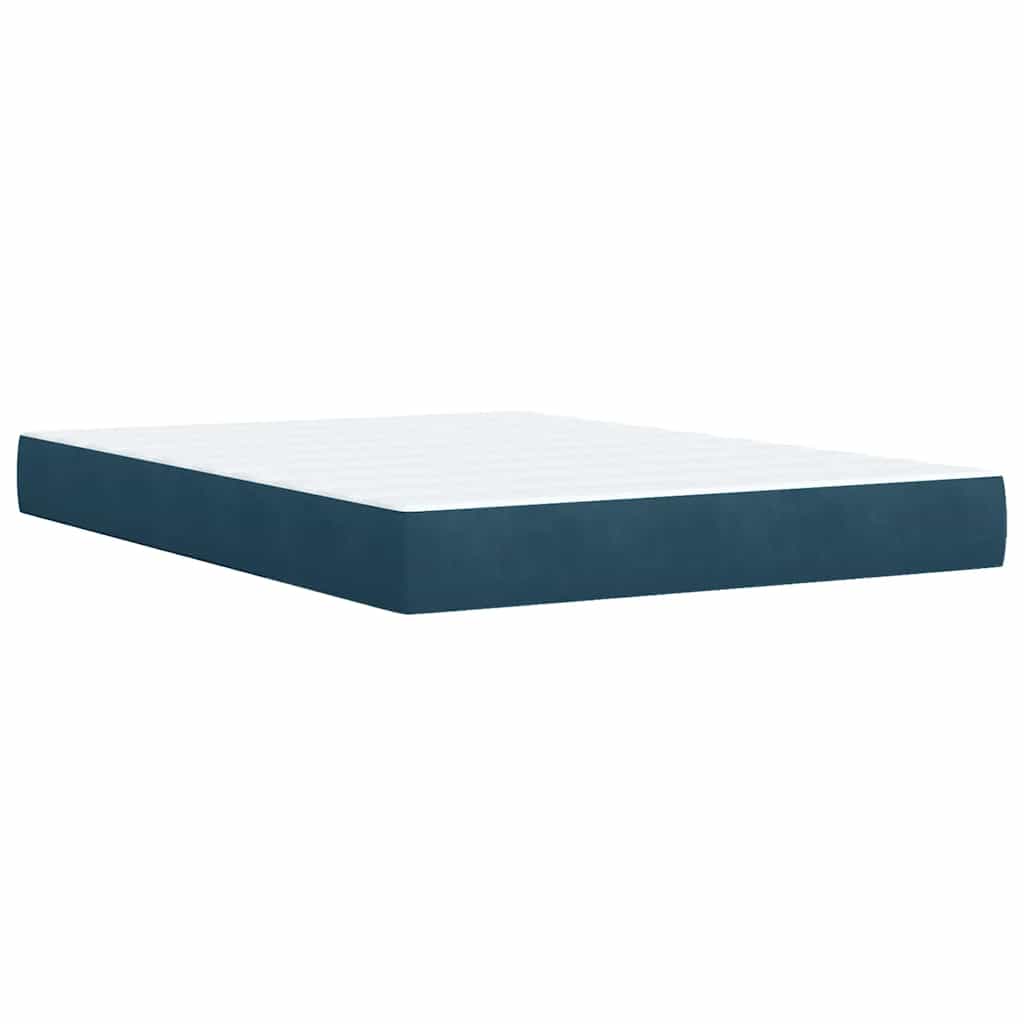 Krevet box spring s madracem plavi 160 x 200 cm baršunasti