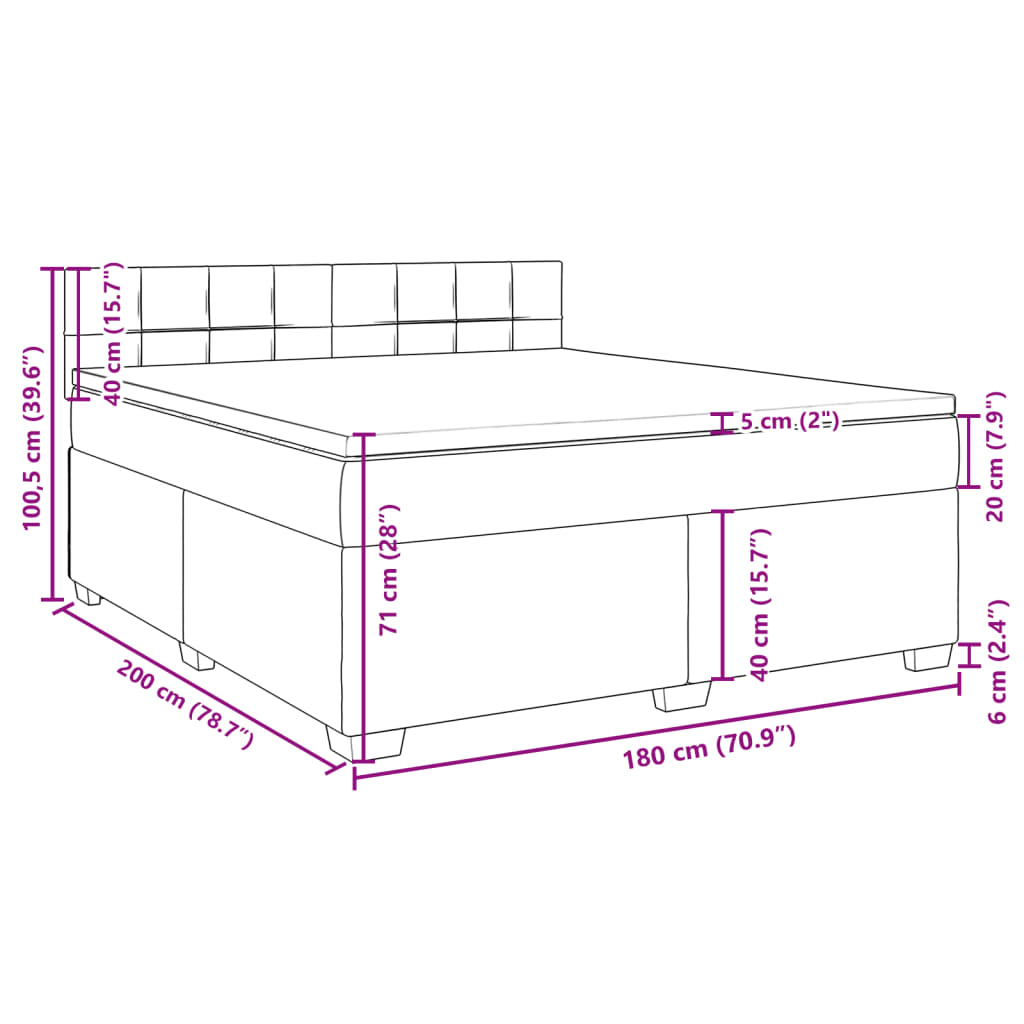 Krevet s oprugama i madracem crni 180x200 cm baršunasti