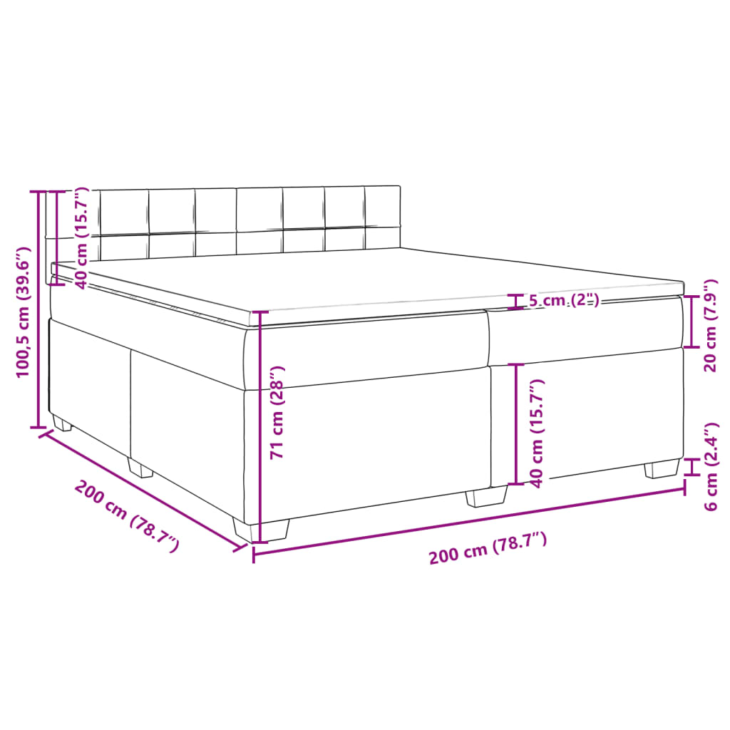 Krevet s oprugama i madracem crni 200x200 cm baršunasti