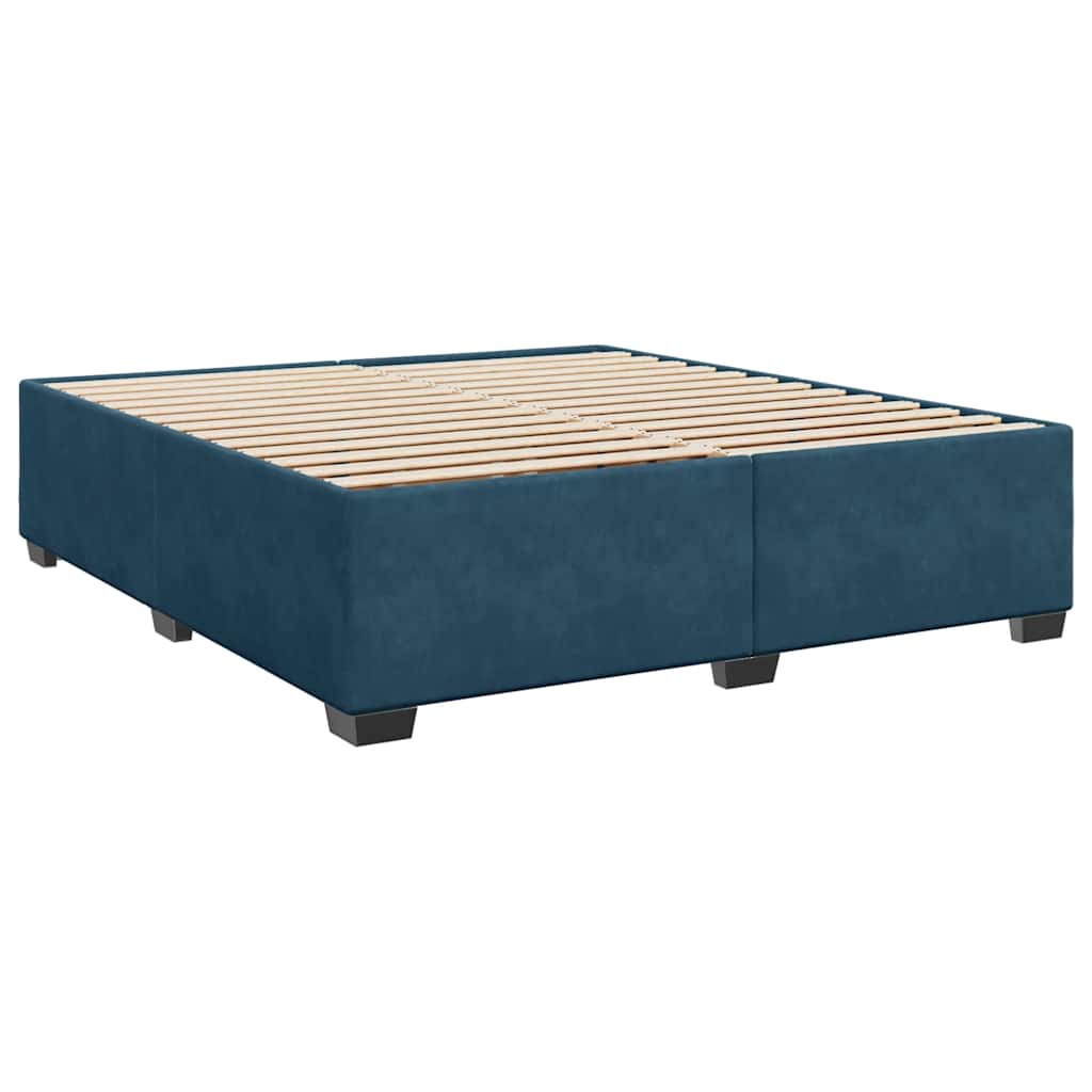 Krevet s oprugama i madracem plavi 200x200 cm baršunasti