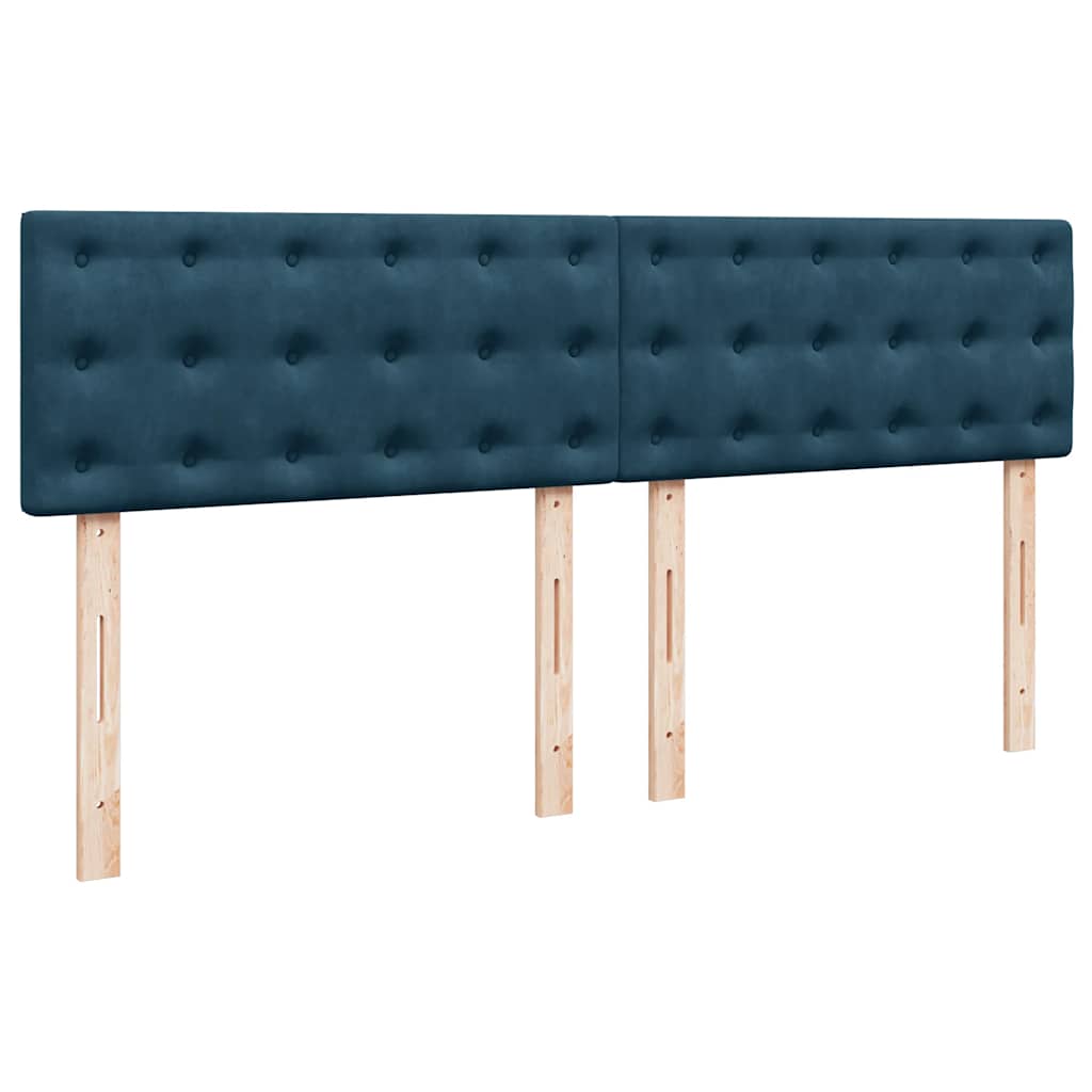 Krevet s oprugama i madracem plavi 200x200 cm baršunasti