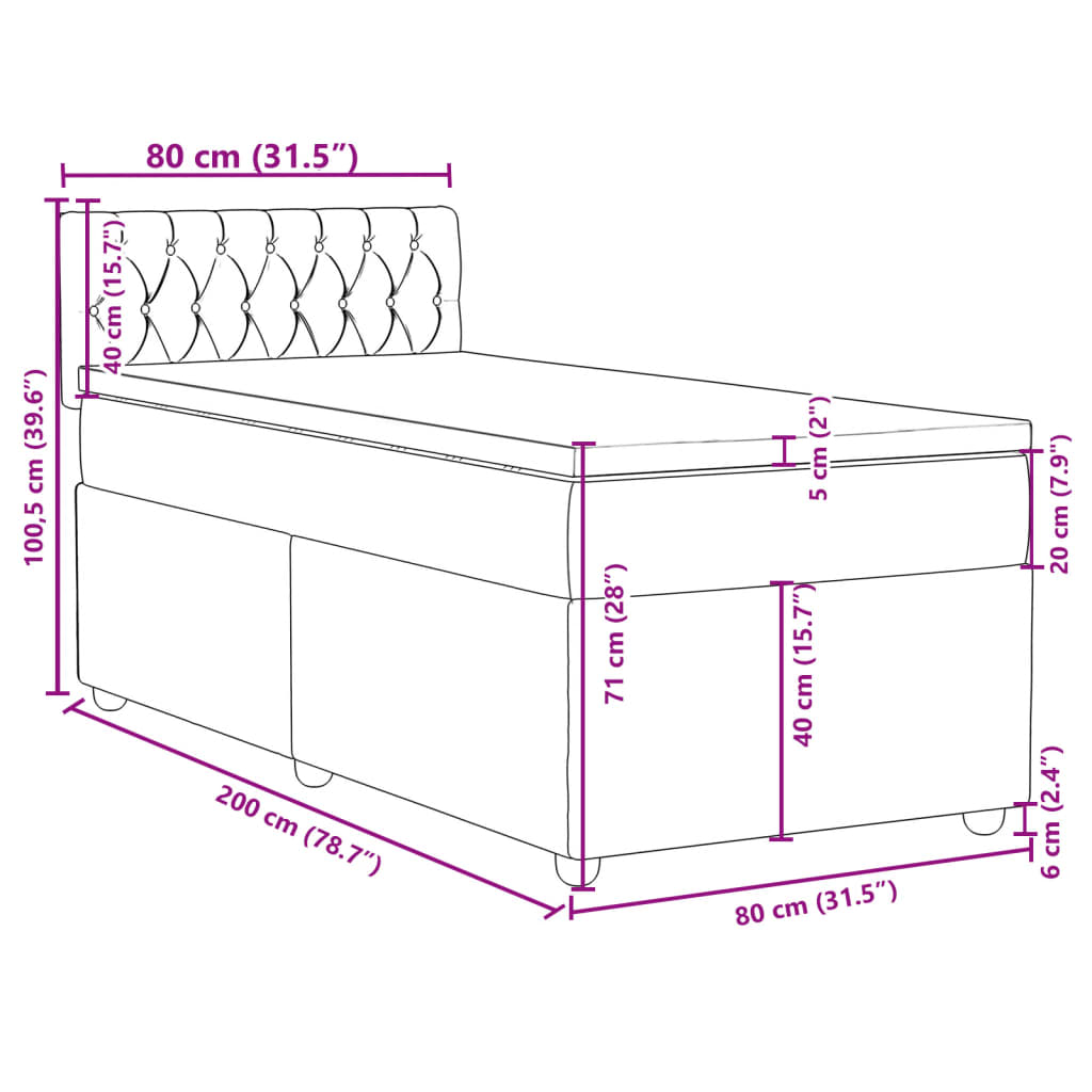 Krevet s oprugama i madracem plavi 80x200 cm od tkanine