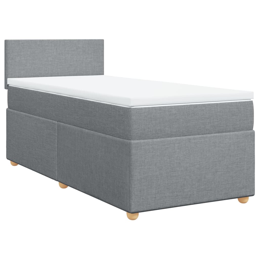 Box spring krevet s madracem svjetlosivi 90x190 cm od tkanine