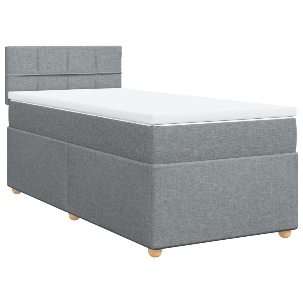 Box spring krevet s madracem svjetlosivi 90x190 cm od tkanine