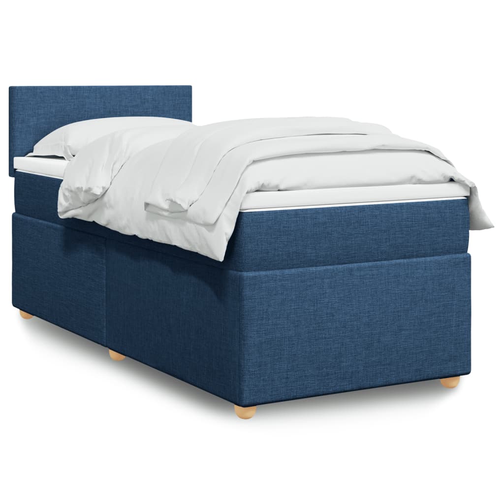Krevet s oprugama i madracem plavi 90 x 200 cm od tkanine